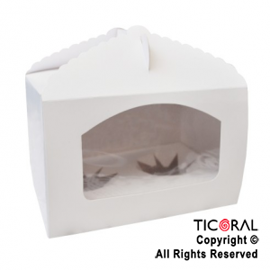 CAJA CON VISOR 21 X 14 X 12 CM Y BASE PORTA 2 MUFFIN 10 UNIDADES X 1